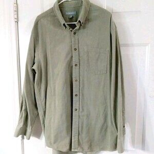 Evergreen Shirt Men's Large Gray Long Sleeve Corduroy Button-Up